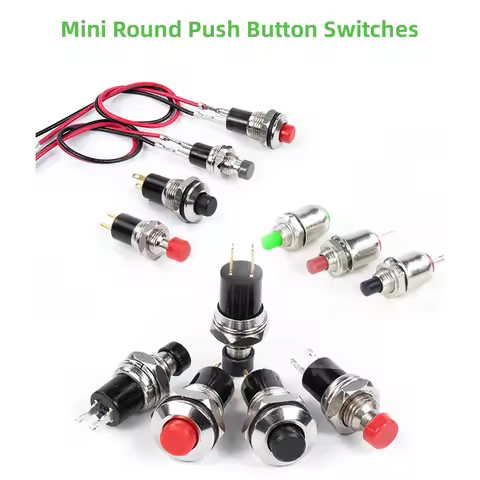 5PCS Mini Round 5mm/7mm/10mm Self-Lock /Momentary Push button Switches FBS-110 1NO1NC Black Red Gree