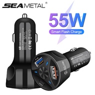 Car Charger 55W Smart Fast Charging PD 20W QC3.0 USB Type C Three USB Ports Universal Phone Charger 