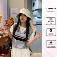 Set of 2 Piece White T-shirt Mixed with Korean Style Loose Wool Gile Ap331 - Yamy888