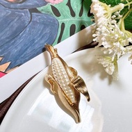 【西洋古董飾品】高級光澤金絲玉米筍 質感厚實 別針胸針