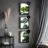 Monstera Leaf Minimalist Wall Art Frame Poster Deco Print - 21x30 cm (A4), 30x40 cm (A3)