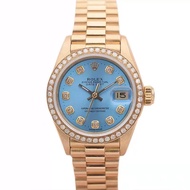 Rolex Women's Clothing Log Type 18K Gold Blue Disc Diamond Automatic Mechanical Watch Ladies 69178 Rolex