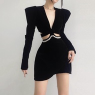 Quince Dress AIME STUDIO women's long-sleeved flared Dress. Luxurious, sexy style long-sleeved Dress