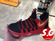 S.G NIKE ZOOM KD10 LE GS 紅黑 金勾 襪套 籃球 綁繩 大童 女鞋 AJ7220-076