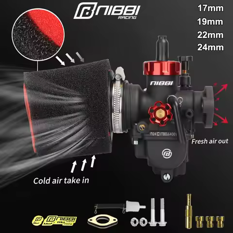 Nibbi Motorcycle PE Racing Carburetor Foam Air Filter Kit PE17/19/22/24mm Jets Carb For Yamaha Suzuk