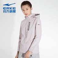 Hongxing Erke windbreaker female 2021 spring splicing hooded sports windproof and sun-proof casual j