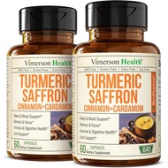 Saffron Supplements - 89mg Saffron Extract Turmeric Supplement with Black Pepper, Ceylon Cinnamon an