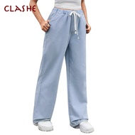 Clashe Baggy Jeans Plus Size Straight Cut Loose Korean Style Denim Seluar Palazzo Jeans Women