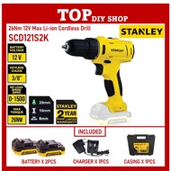 STANLEY SCD121S2K 12V Cordless 10mm Drill Driver With 2 Batteries &amp; 1 Charger SCD121S2K-B1 (SCD121 / SCD12S2)
