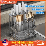 PACKONE Multt-functional Tableware Holder with Drain Rack Knife Chopstick Utensil Kitchen Organizer