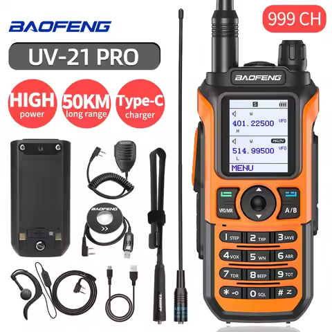 Baofeng UV-21 Pro 10W Walkie Talkie Long Range Portable Ham Radios Type-c Amateur Two-Way Radio UHF