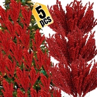 1/2/5Pcs Christmas Artificial Red Berries - Fake Berry Branches - DIY Wreath Xmas Tree Ornaments - S
