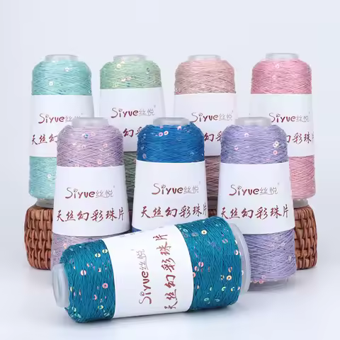 50G Tencel Symphony Bead Thread Hand-woven Yarn Bulk Yarn Wholesale Fashion Colorful Sequin Tencel T