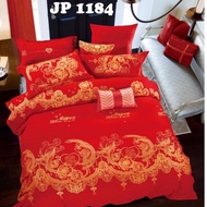 Sprei Katun Jepang Motif Xuangsi Imlek Chinese Wedding Naga Merah Custom Size Murah