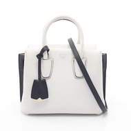【二手】 MCM手提包，白色/海軍藍皮革，迷你包，女士，二手 B