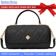 Kate Spade Handbag In Gift Box Heart Barrel Quilted Crossbody Black # KK175