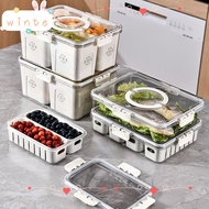 WINTE Fridge Storage Box, Stackable Plastic Fridge Organizer, Multifunction with Lid Handle Fridge Storage Container Home