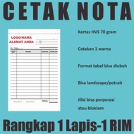 Cetak Nota Rangkap 1 Lapis - 1 RIM - CUSTOM