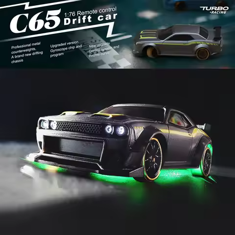 Turbo Racing 1:76 C65 Drift RC Car With Gyro Radio Full Proportional Remote Control Toys RTR Desktop