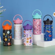 12oz 16oz 18oz Thermos Bottle Portable Tumbler Vacuum Sports Bottle with Straw Printed Water Bottle