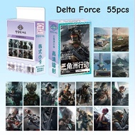 55pcs Mobile Game Delta Force Wuthering Waves Laser Holographic Lomo Cards Kai Silva Roy Smee Rover 