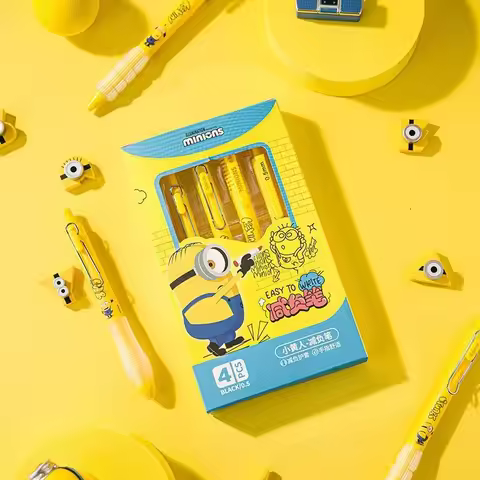 Two Boxes of 8 New Cute Cartoon Minions with Neutral Pen Ins Quick Drying High Aesthetic ST0.5 Black