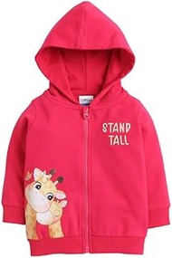 Bright Pink Girls Full Sleeves Cotton Hooded Sweatshirt Age - 6-12 Months (Peb9740C-bpk)