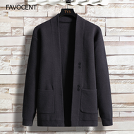 FAVOCENT Autumn New Casual Men Cardigan Sweaters Cotton Slim V-Neck Cardigan Sweater Jacket Men