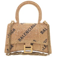 Balenciaga Hourglass XS 706836 鑲鑽麂皮金色兩用手提包/單肩包 0453 [二手] 成色極佳BALENCIAGA