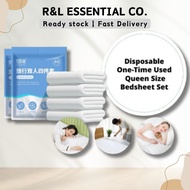 [Queen Size] Disposable One-Time 4-in-1 Queen Size Bedsheet Set Pillow Case Quilt Cover Best For Tra