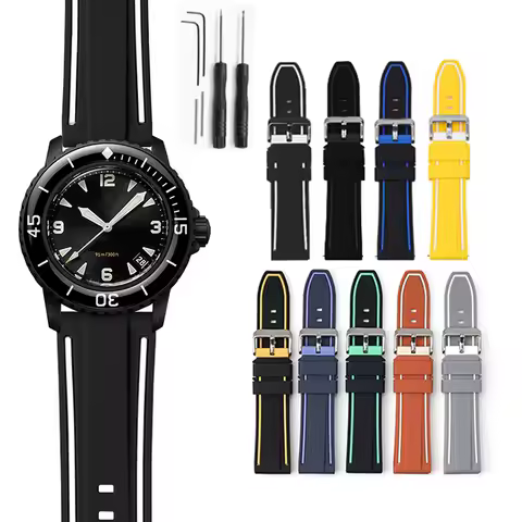 Double Color Silicone Strap for Blancpain X Swatch Ocean of Storms 22mm Men Women Sport Waterproof R