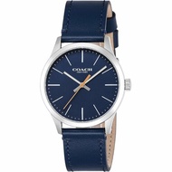 【COACH】簡約時尚皮革錶帶手錶-深藍