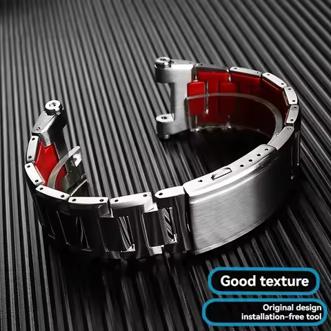 Solid Stainless Steel Watch Strap Red Bottom Metal Watch Chain For Casio G-SHOCK MTG-B2000 Undead Bi