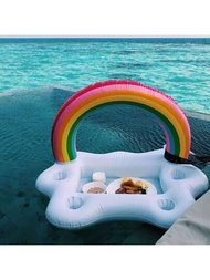 1個夏日派對桶彩虹雲杯托充氣泳池浮標啤酒冷卻器桌臺條海灘游泳圈