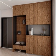 1 Roll Black Wood Grain Peel And Stick Wallpaper - Realistic Texture, Easy To Clean, 950*45cm/374*17