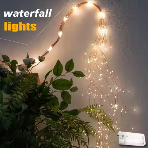 2M/100leds Multicolor LED Branch Lights Ins 2XAA Battery Box Waterfall Lights Decoration for Indoor 