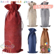 CHIHIRO 3Pcs Wine Bottle Cover, Champagne Gift Drawstring Linen Bag,  Packaging Pouch Washable Wine Bottle Bag Wedding Christmas Party