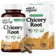 Wild & Organic Chicory Root Capsules - 1200 mg of Chicory Root Powder per Serving - Digestive & Gut 