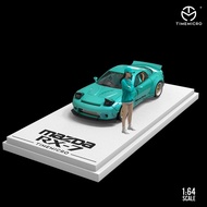 Timemicro 1:64 Mazda RX-7 Rocket Bunny Pandem /LBWK LB Performance Supra Blue Diecast Model Car