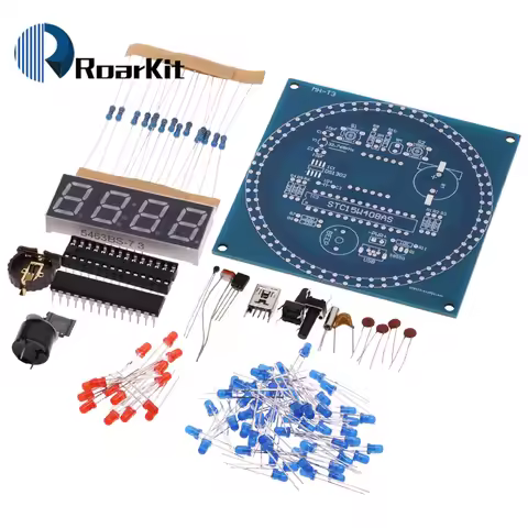 Rotating LED Display Alarm Electronic Clock DIY Kit Case Shell Light Control Temperature DS1302 C805