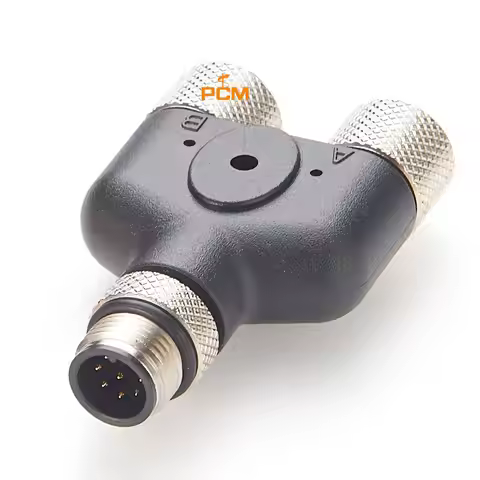 M12 Splitter 8 pin Sensor Y Connector T-Connector M12 Male to 2 * M12 Female A code Adapter for PHOE