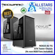 (ALLSTARS : We are Back / DIY PROMO) Tecware NEXUS Air TG (Black) ATX Tower Chassis (CA-NEXATBK) / Casing / Case / fit ATX / MATX / ITX / comes with 4x120mm non-RGB Fans / Very good ventilation / Tempered Glass panel (Warranty 1year on Fans &amp; switch only)