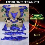 BODY COVER SET SYM VF3I - 185 (18) BLUE (STICKER TANAM/AIRBRUSH) VF3 COVERSET