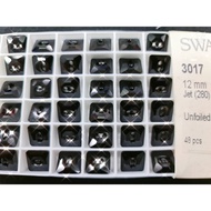 (280 Jet)Swarovski 3017 Square Crystal Button (Sew on), Made in Austria.