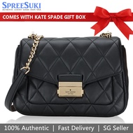 Kate Spade Handbag In Gift Box Crossbody Bag Carey Smooth Quilted Leather Small Flap Shoulder Bag Black # KA767