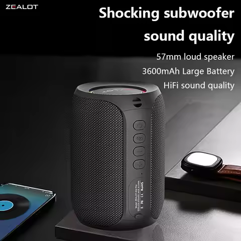 Zealot S32 Pro 15W Wireless Speakers, Dual Pairing, 3600mAh Battery, 12 Hours Playtime Loud Stereo,