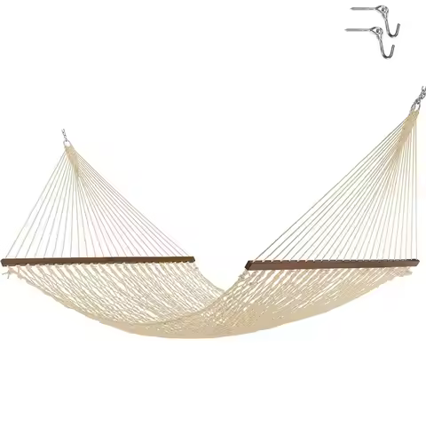 Admiral Oatmeal DuraCord Rope Hammock 13 ft. x 60 in., 2Person, 450 lb Capacity, Cumaru Spreader Bar