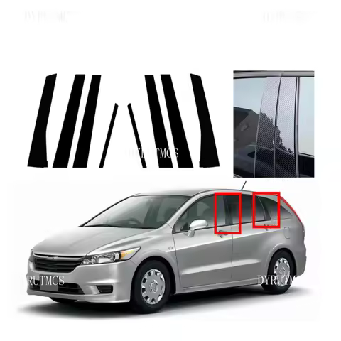 Fit For Honda Stream RN6/7/8/9 2007 2008 2009 2010 2011 2012 2013 2014 6pcsGlossy Black Pillar Posts