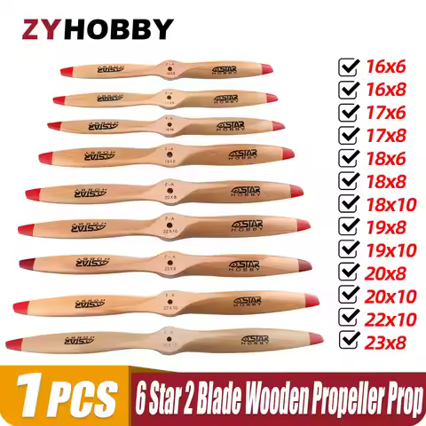 1 Pc 6 Star 2 Blade Wooden Propeller Prop 16x8 17x6 17x8 18x6 18x8 18x10 19x8 19x10 22x10 20x8 20x10