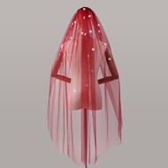 [VM61]RED Flower Bridal Veil Bridal Veil RED Wedding Bride Veil Plain 100cm Bridal Hijab Accessories